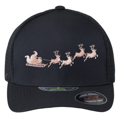 Santa Sleigh Rose Vintage Reindeer Xmas Xmas Winter Gift Flexfit Unipanel Trucker Cap