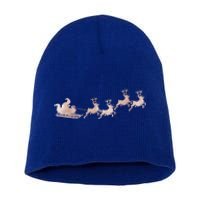 Santa Sleigh Rose Vintage Reindeer Xmas Xmas Winter Gift Short Acrylic Beanie