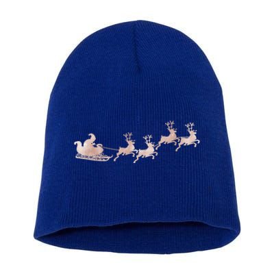 Santa Sleigh Rose Vintage Reindeer Xmas Xmas Winter Gift Short Acrylic Beanie