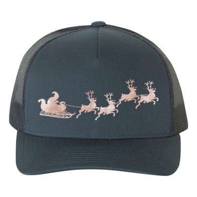 Santa Sleigh Rose Vintage Reindeer Xmas Xmas Winter Gift Yupoong Adult 5-Panel Trucker Hat