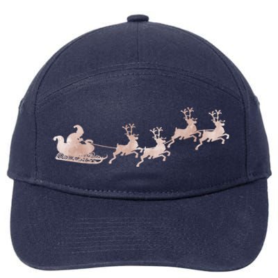 Santa Sleigh Rose Vintage Reindeer Xmas Xmas Winter Gift 7-Panel Snapback Hat