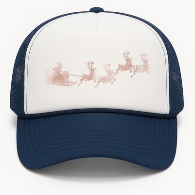 Santa Sleigh Rose Vintage Reindeer Xmas Xmas Winter Gift Trucker Hat