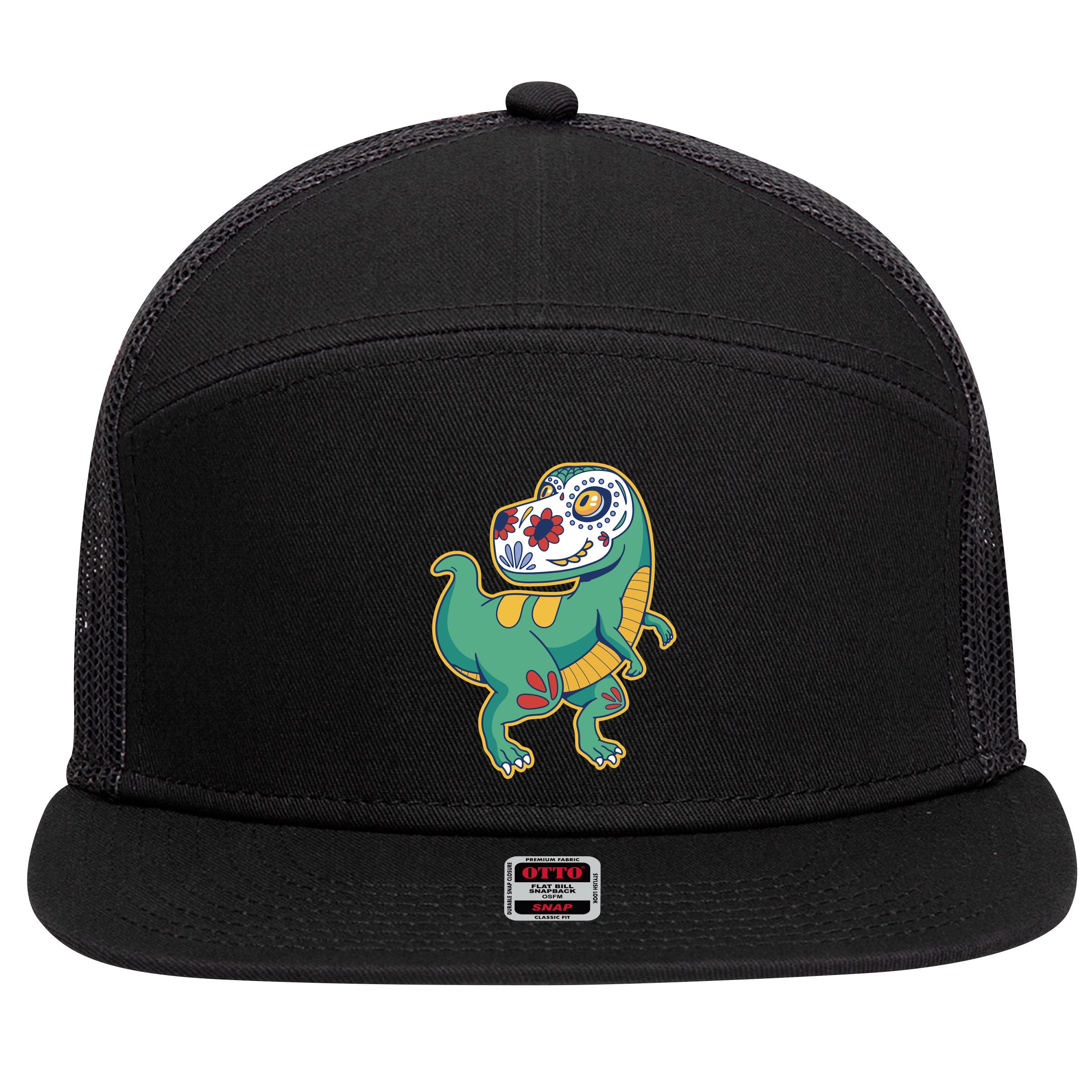 Sugar Skull Rex Cinco De Mayo 7 Panel Mesh Trucker Snapback Hat