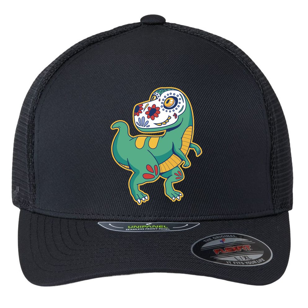 Sugar Skull Rex Cinco De Mayo Flexfit Unipanel Trucker Cap