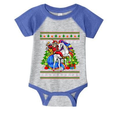 Santa Sunglasses Riding Reindeer Unicorn Christmas Family Cute Gift Infant Baby Jersey Bodysuit