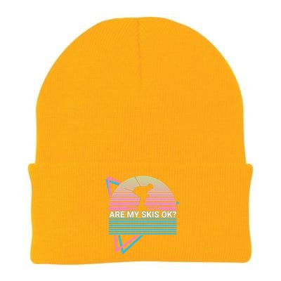 Skiing Ski Retro Are My Skis Ok? Cute Gift Knit Cap Winter Beanie