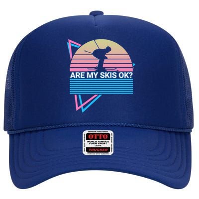 Skiing Ski Retro Are My Skis Ok? Cute Gift High Crown Mesh Back Trucker Hat