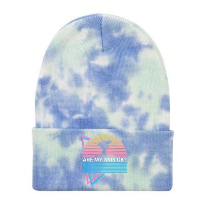 Skiing Ski Retro Are My Skis Ok? Cute Gift Tie Dye 12in Knit Beanie