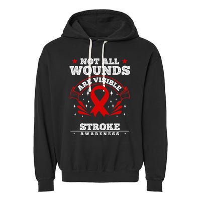 Stroke Survivor  Red Awareness Ribbon Garment-Dyed Fleece Hoodie
