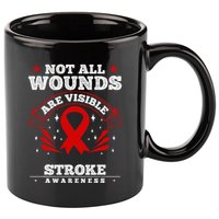 Stroke Survivor  Red Awareness Ribbon 11oz C Handle Ceramic Mug
