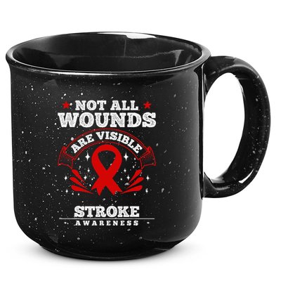 Stroke Survivor  Red Awareness Ribbon 15oz Campfire Ceramic Mug