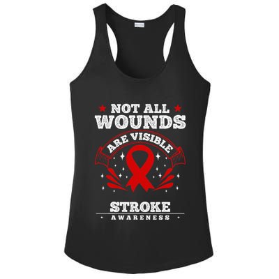 Stroke Survivor  Red Awareness Ribbon Ladies PosiCharge Competitor Racerback Tank