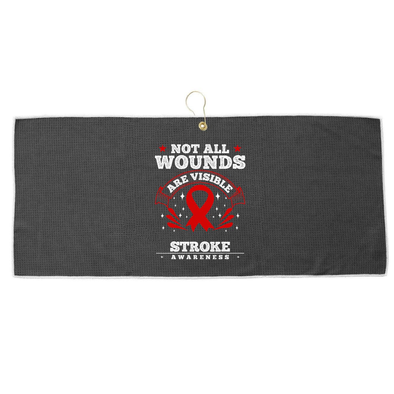 Stroke Survivor  Red Awareness Ribbon Large Microfiber Waffle Golf Towel