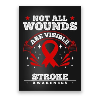 Stroke Survivor  Red Awareness Ribbon Poster