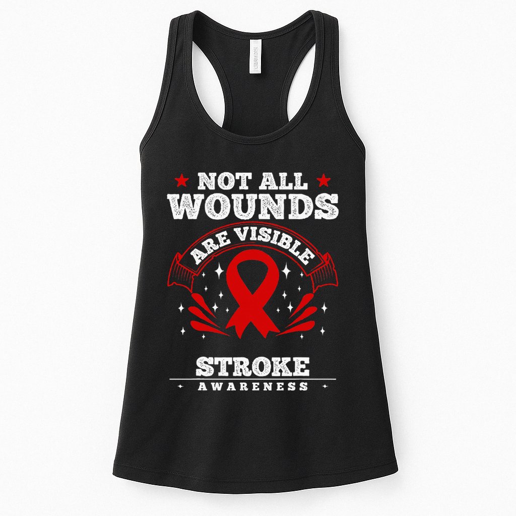 Stroke Survivor  Red Awareness Ribbon Womens Tank Top