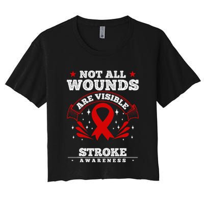 Stroke Survivor  Red Awareness Ribbon Crop Top
