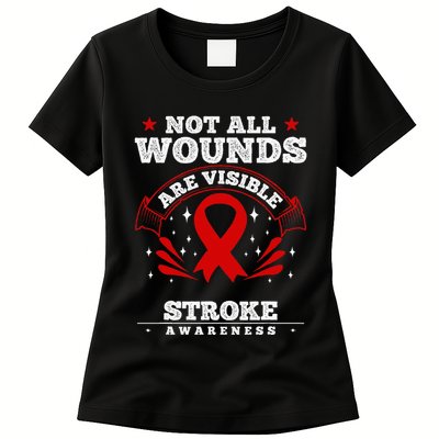 Stroke Survivor  Red Awareness Ribbon Womens T-Shirt