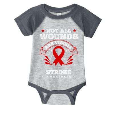 Stroke Survivor  Red Awareness Ribbon Infant Baby Jersey Bodysuit