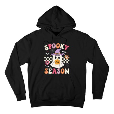 Spooky Season Retro Ghost Holding Pumpkin Halloween Hoodie