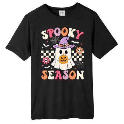 Spooky Season Retro Ghost Holding Pumpkin Halloween Tall Fusion ChromaSoft Performance T-Shirt