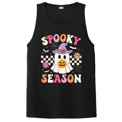 Spooky Season Retro Ghost Holding Pumpkin Halloween PosiCharge Competitor Tank