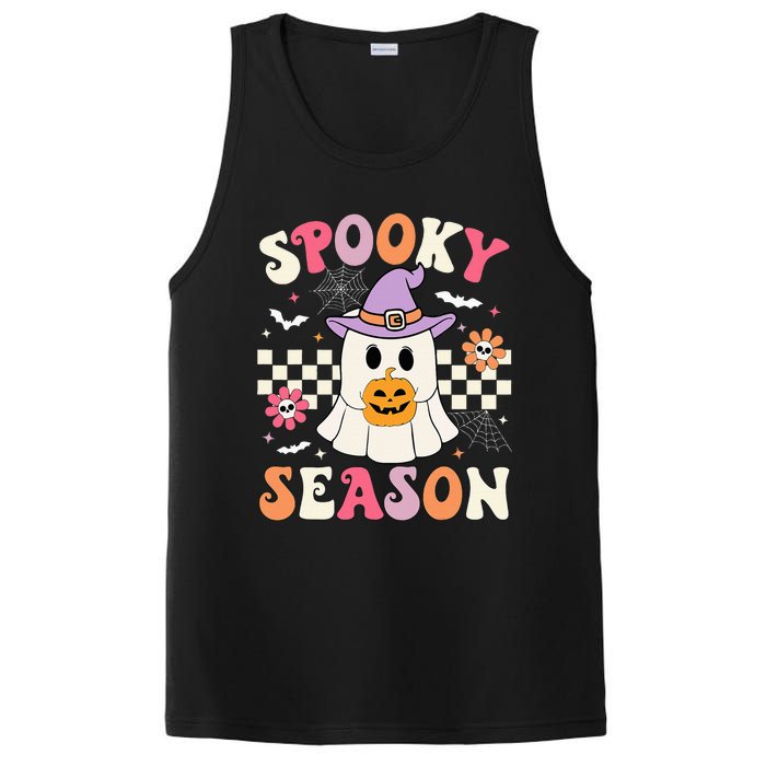 Spooky Season Retro Ghost Holding Pumpkin Halloween PosiCharge Competitor Tank