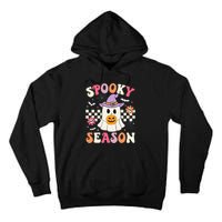 Spooky Season Retro Ghost Holding Pumpkin Halloween Tall Hoodie