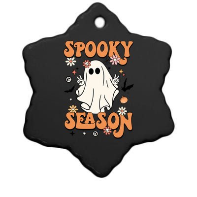 Spooky Season Retro Halloween Party Funny Cute Ghost Pumpkin Gift Ceramic Star Ornament