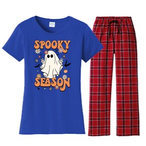 Spooky Season Retro Halloween Party Funny Cute Ghost Pumpkin Gift Women's Flannel Pajama Set