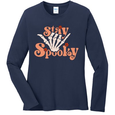 Stay Spooky Skeleton Hand Ladies Long Sleeve Shirt