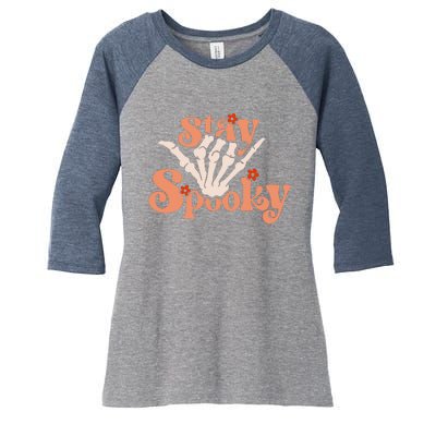 Stay Spooky Skeleton Hand Women's Tri-Blend 3/4-Sleeve Raglan Shirt