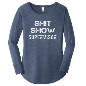 Shit Show Supervisor Funny Mom Boss Manager Teacher Gift Women's Perfect Tri Tunic Long Sleeve Shirt