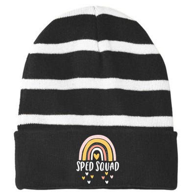 Sped Squad Special Education Teacher Sped Ed Teacher Gift Striped Beanie with Solid Band