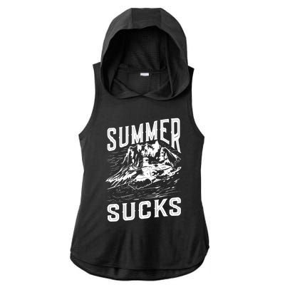 Summer Sucks Snowmobile Rider Gift Ladies PosiCharge Tri-Blend Wicking Draft Hoodie Tank