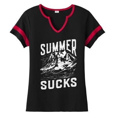 Summer Sucks Snowmobile Rider Gift Ladies Halftime Notch Neck Tee