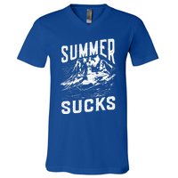 Summer Sucks Snowmobile Rider Gift V-Neck T-Shirt