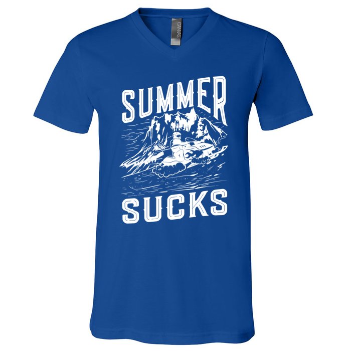 Summer Sucks Snowmobile Rider Gift V-Neck T-Shirt