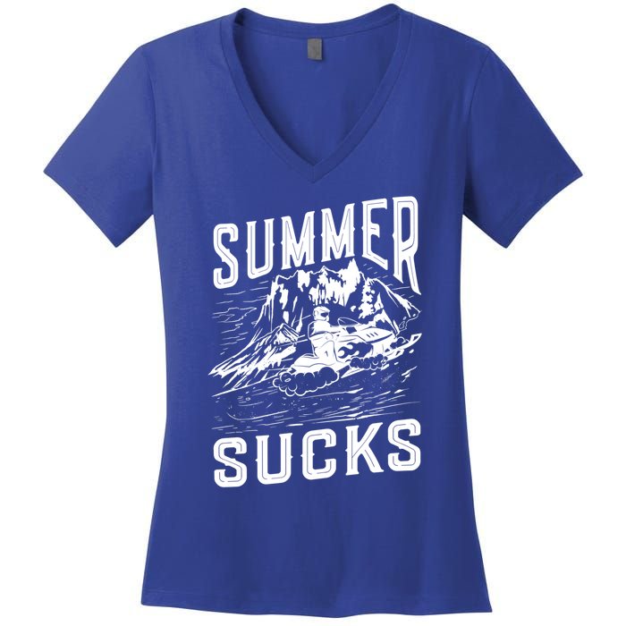 Summer Sucks Snowmobile Rider Gift Women's V-Neck T-Shirt