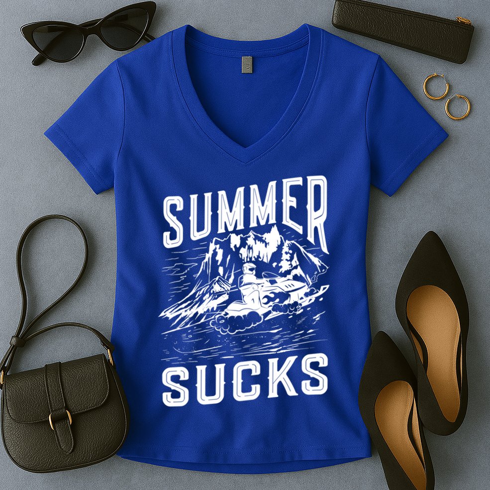 Summer Sucks Snowmobile Rider Gift Women's V-Neck T-Shirt