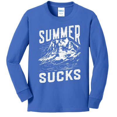 Summer Sucks Snowmobile Rider Gift Kids Long Sleeve Shirt