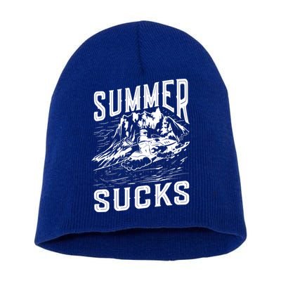 Summer Sucks Snowmobile Rider Gift Short Acrylic Beanie