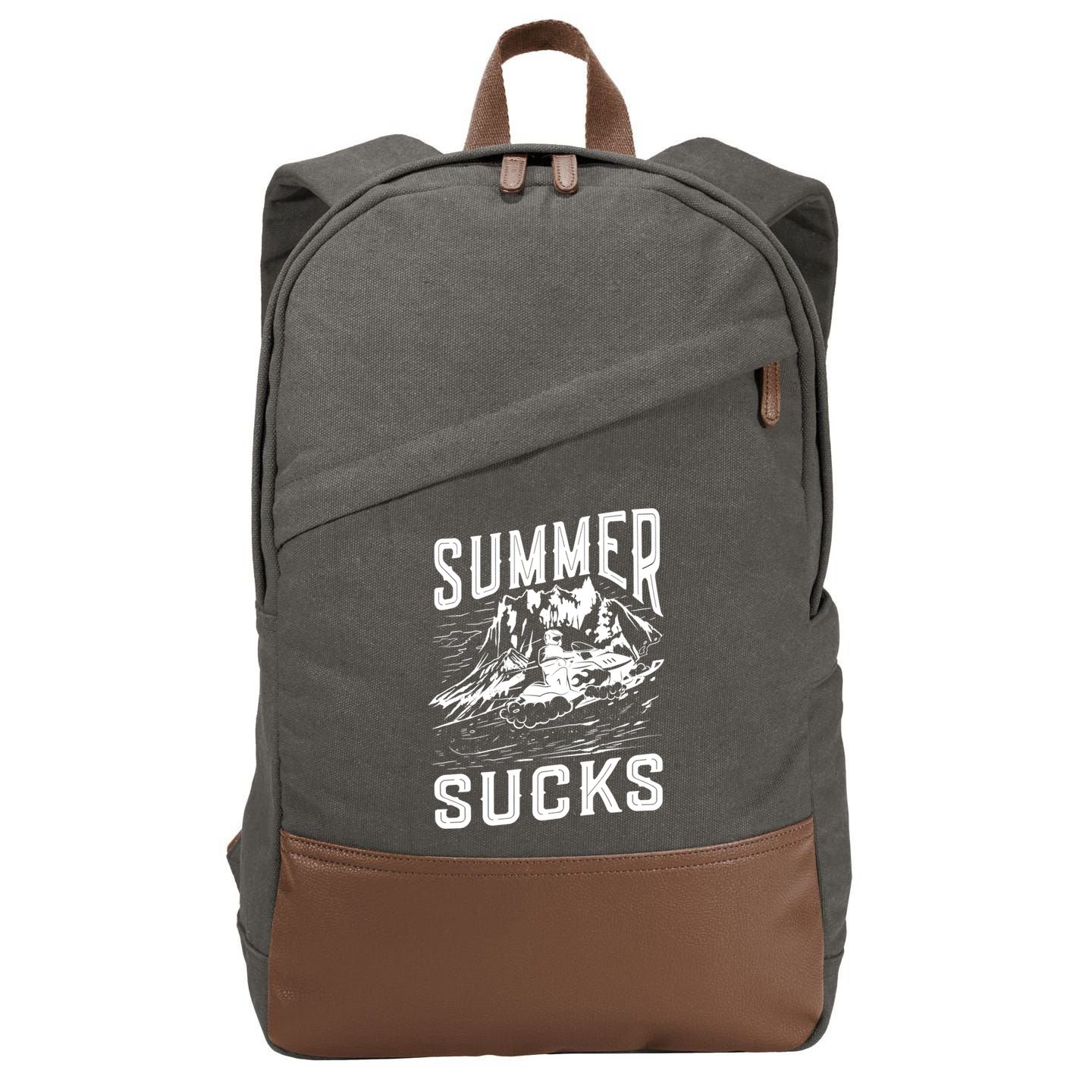 Summer Sucks Snowmobile Rider Gift Cotton Canvas Backpack