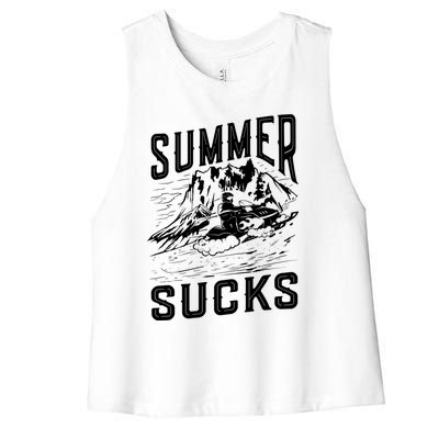 Summer Sucks Snowmobile Rider Gift Women's Racerback Cropped Tank