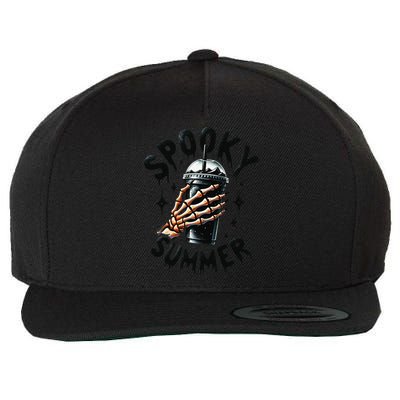 Spooky Summer Summer Vibes Skeleton Coffee Lover Skeleton Hand Wool Snapback Cap