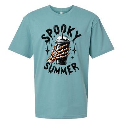 Spooky Summer Summer Vibes Skeleton Coffee Lover Skeleton Hand Sueded Cloud Jersey T-Shirt