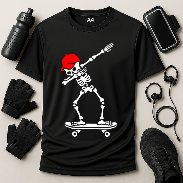 Skeleton Skateboard Cooling Performance Crew T-Shirt