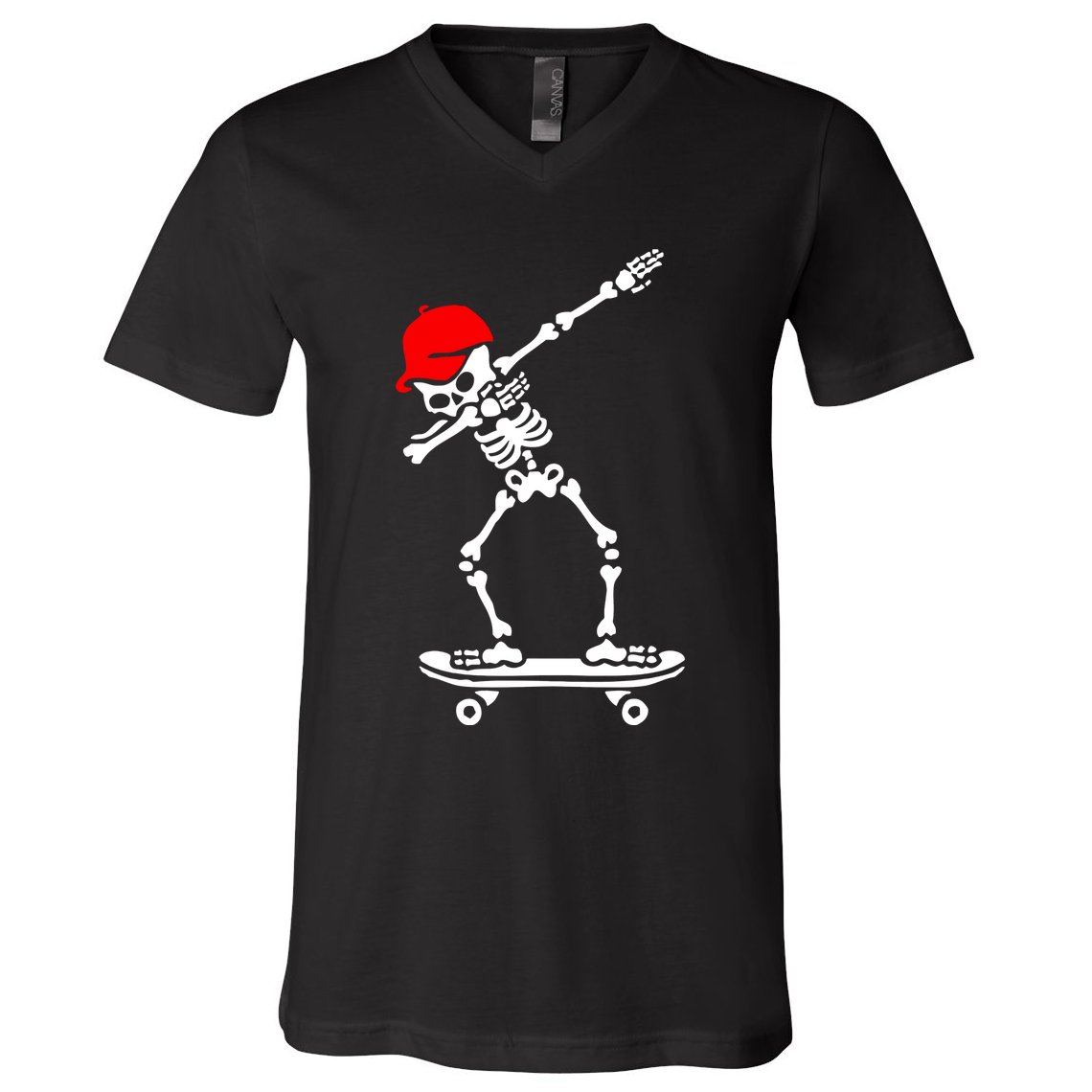 Skeleton Skateboard V-Neck T-Shirt