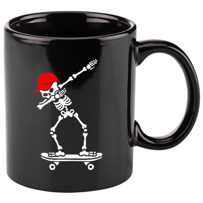Skeleton Skateboard 11oz C Handle Ceramic Mug