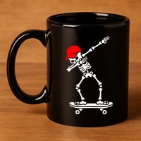Skeleton Skateboard 11oz C Handle Ceramic Mug