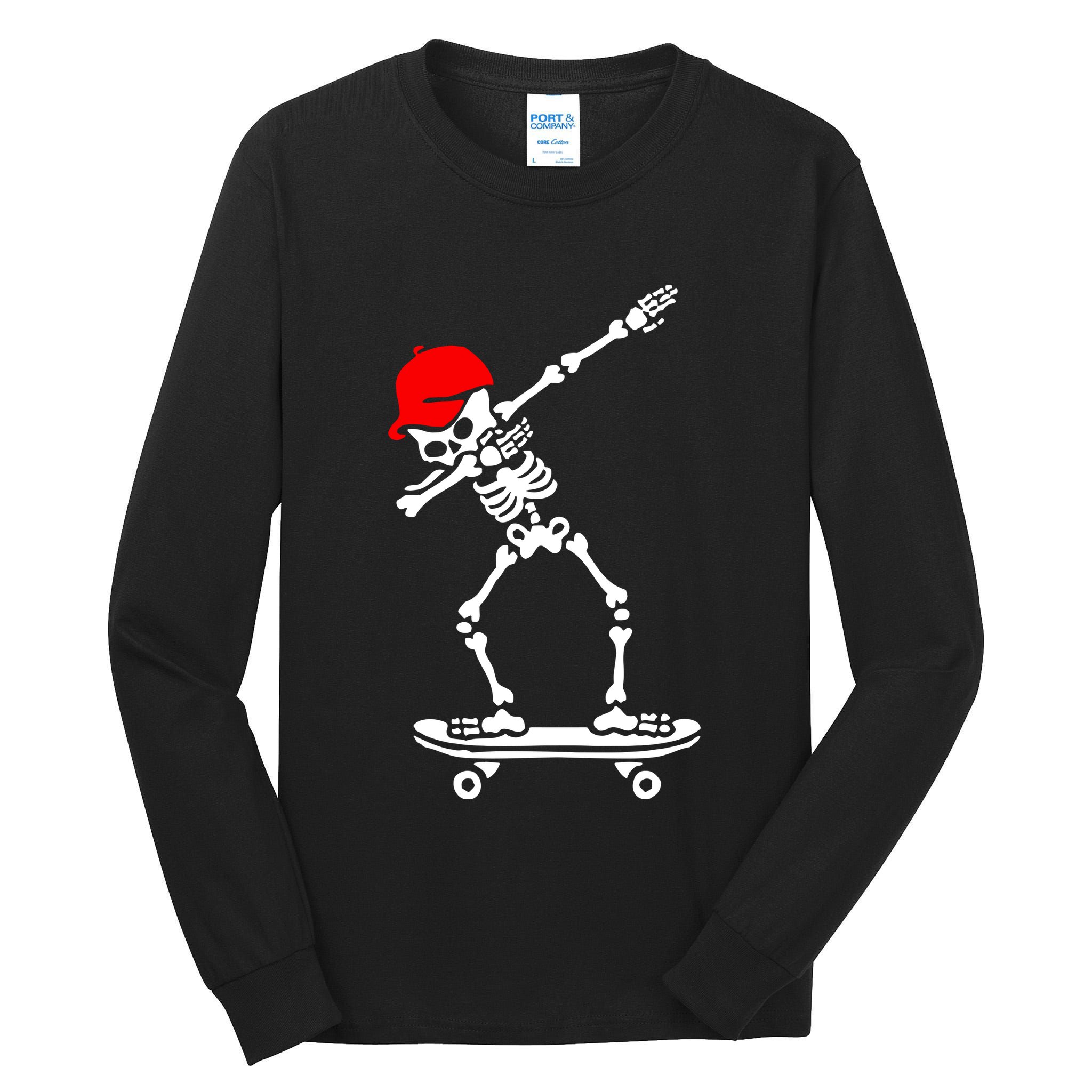 Skeleton Skateboard Tall Long Sleeve T-Shirt